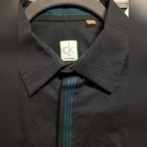 Calvin Klein Black Casual Button Down Shirt with Modern Design